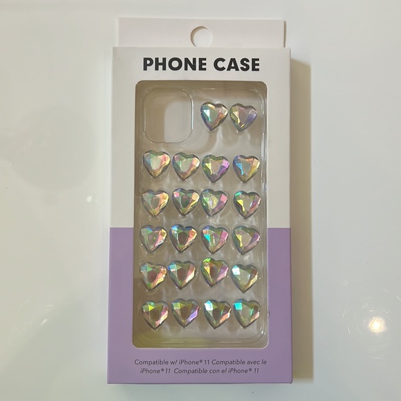 Compatible w/ iPhone 11 SHINY CLEAR / RAINBOW HEART METALLIC PHONE CASE! π€ π€ - Picture 5 of 15